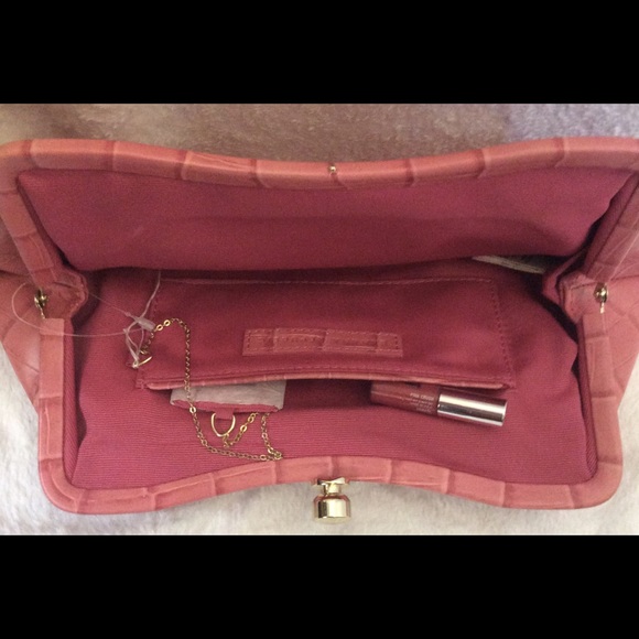 Day to night coral snap closure croc print clutch - Picture 2 of 4